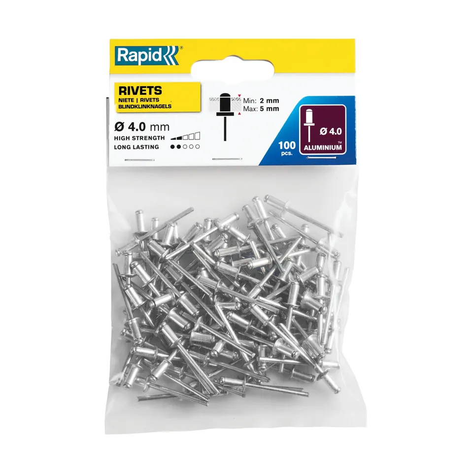 Rapid Rivetage Standard 5000378 rivets 4 × 8 mm, 100 pièces, aluminium