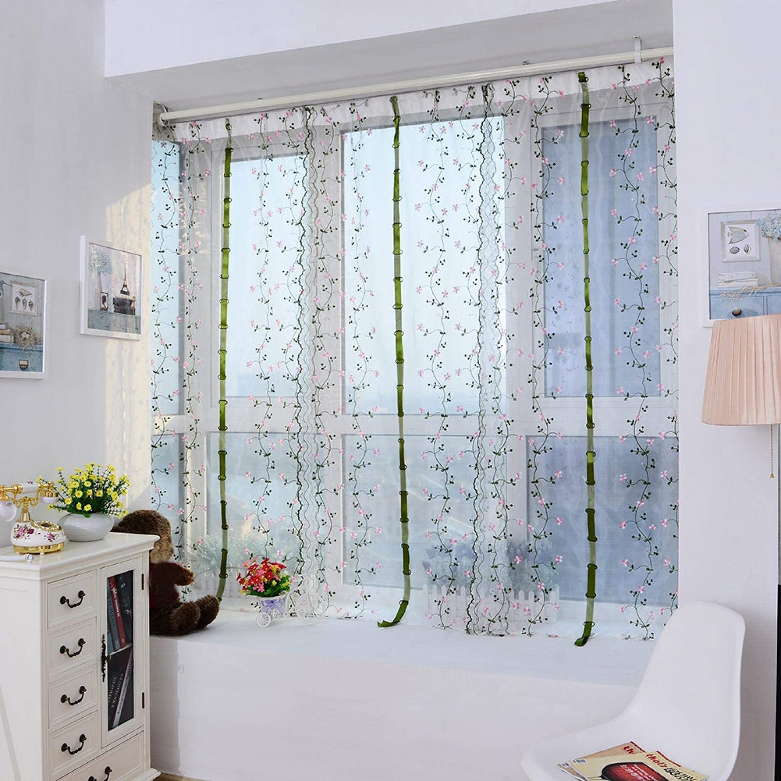 Omabeta Home Décor & Bathroom Décor rideau voile 80 × 150 cm fleuri