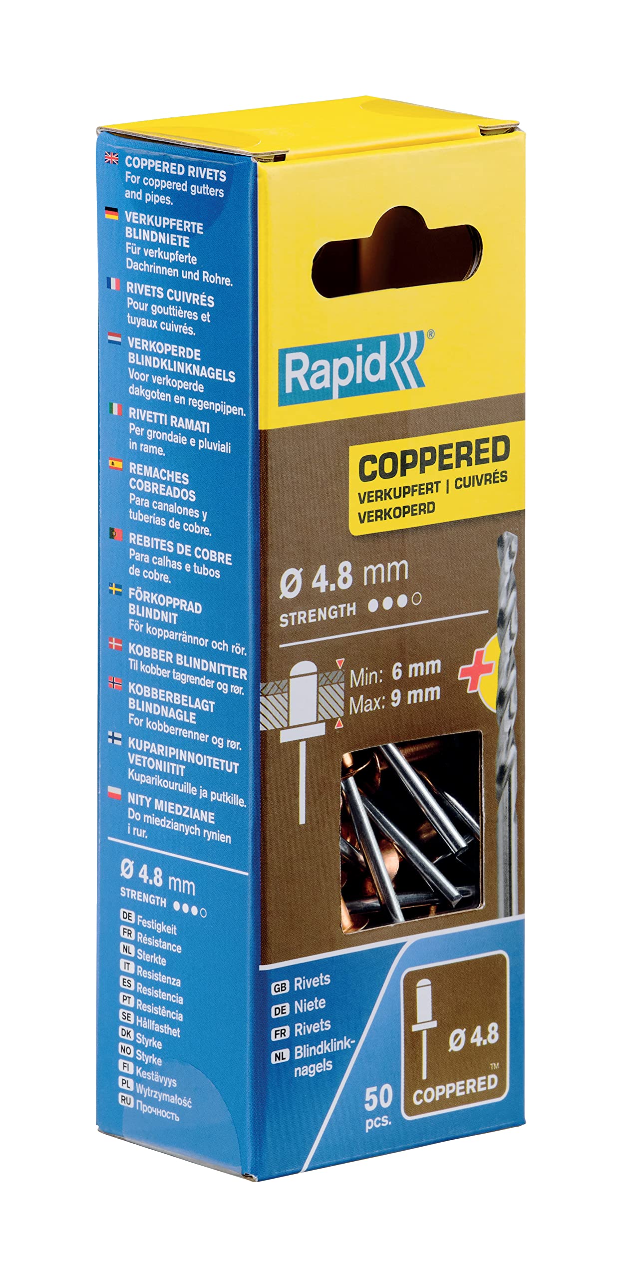 Rapid’os 16 Rivetage rivets cuivrés 4,8 × 12 mm 50 pièces avec foret
