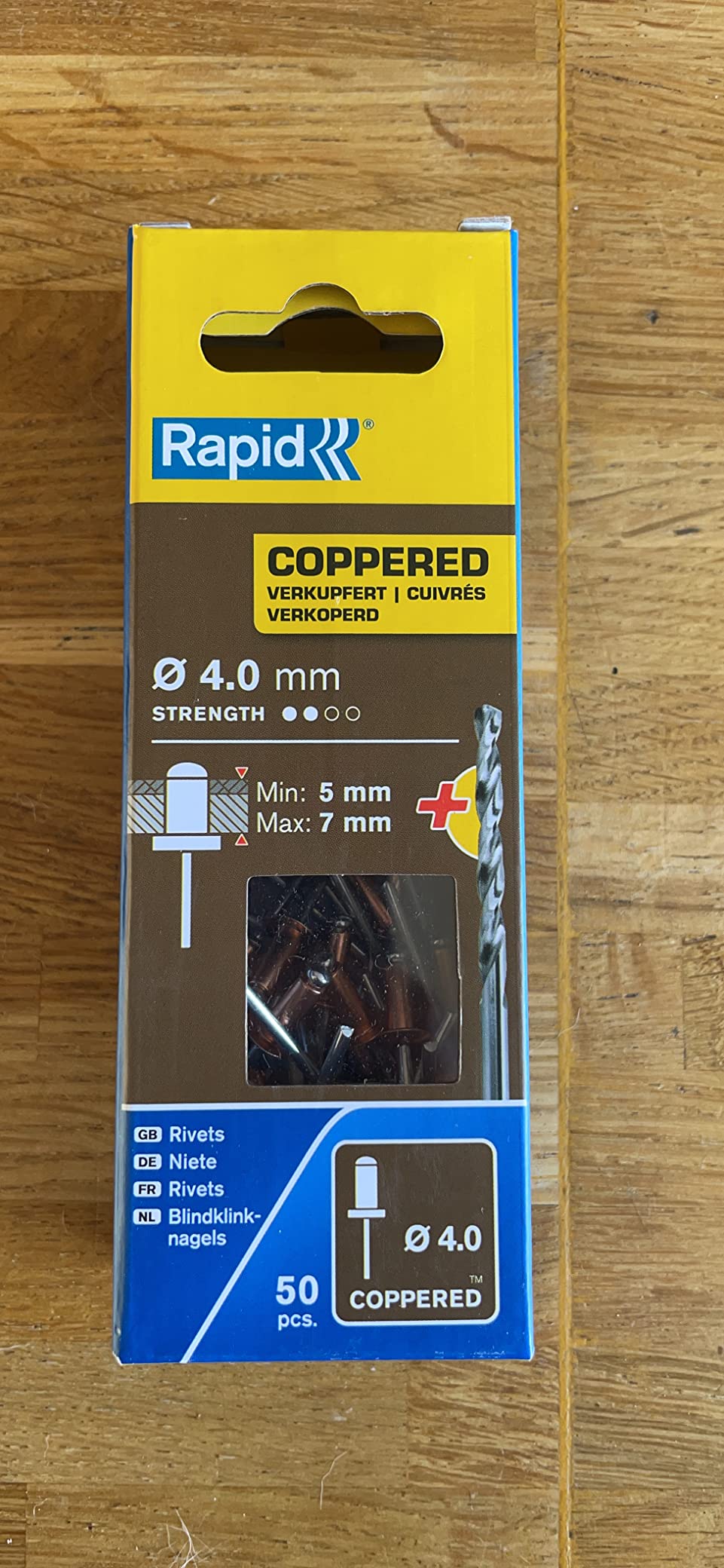Rapid’os 16 Rivetage 5001462 rivets pop cuivrés 4 × 10 mm 50 pièces avec foret