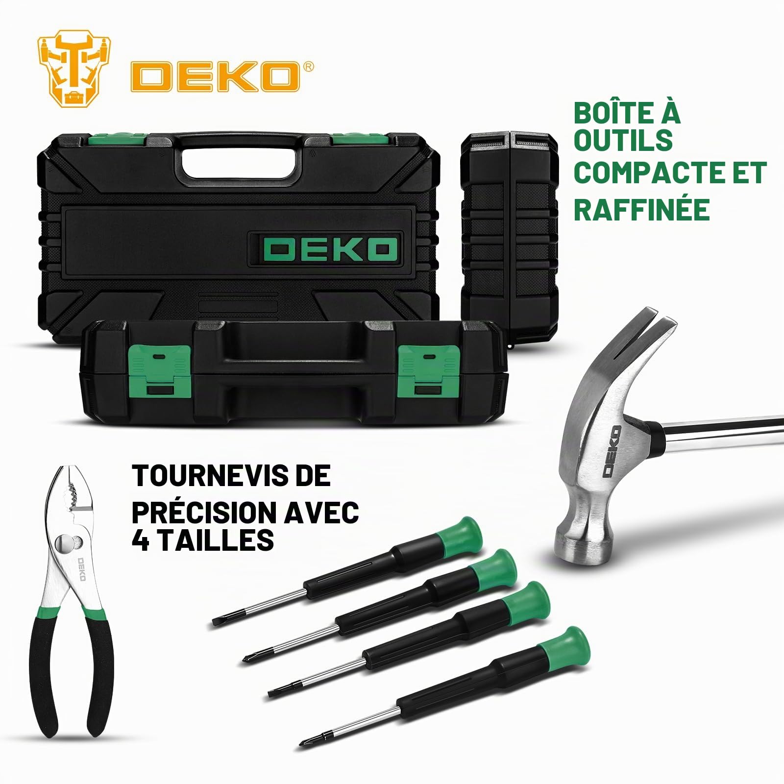 DEKOPRO TOOL KIT TZ62 coffret à outils 62 pièces vert