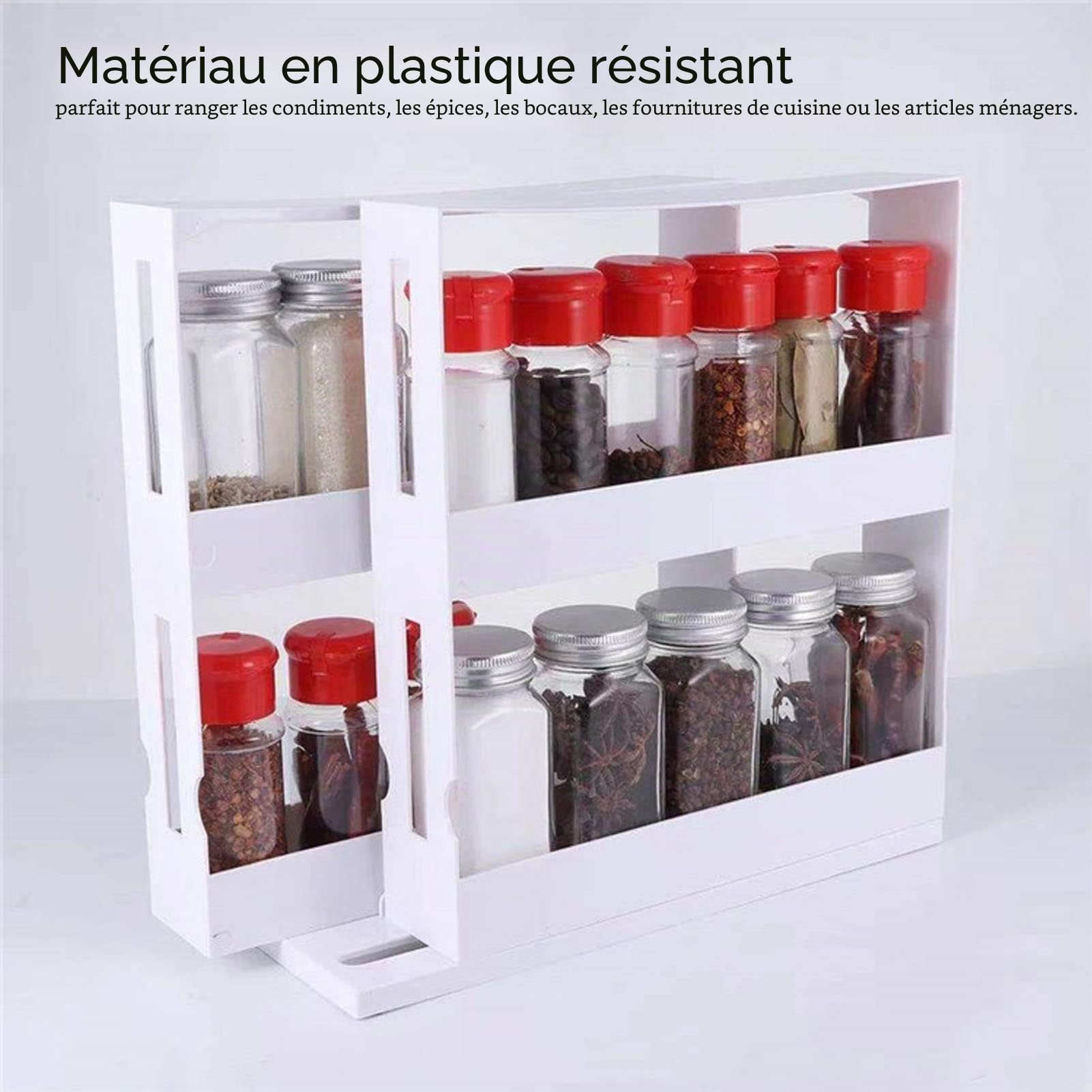 Omabeta Home Décor & Bathroom Décor Support à épices 2 niveaux coulissant