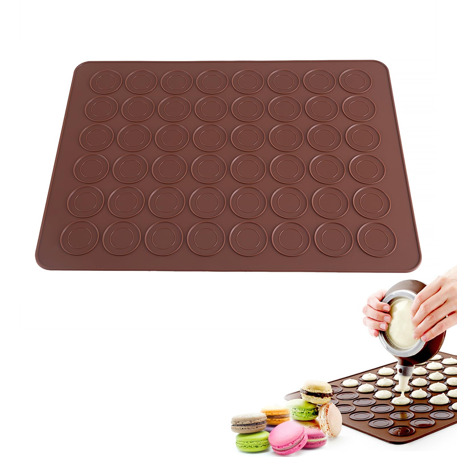 Omabeta Kitchen Utensils & Cooking Tools moule à macarons 48 cavités marron