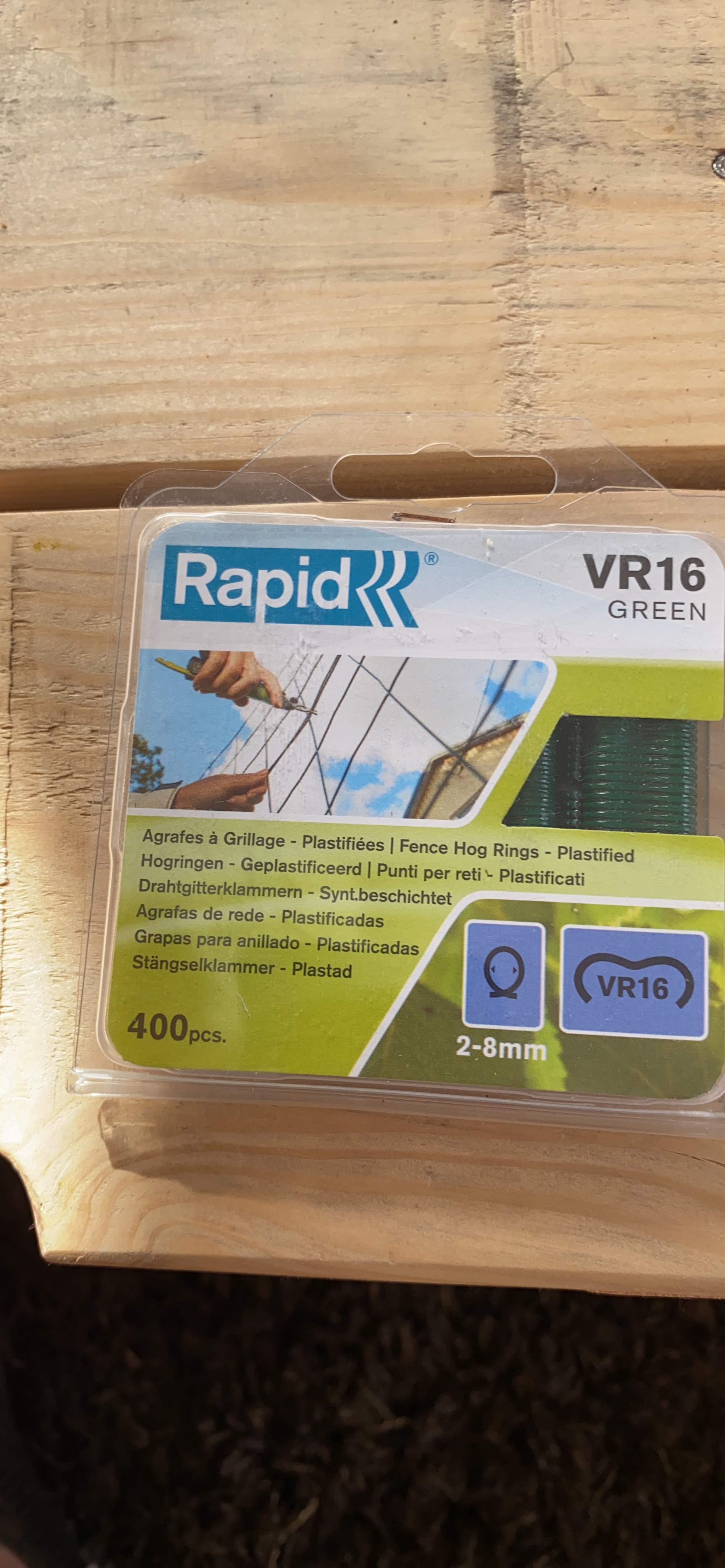 Rapid’os 16 Jardin VR16 agrafes à grillage vertes 400 pièces galvanisées