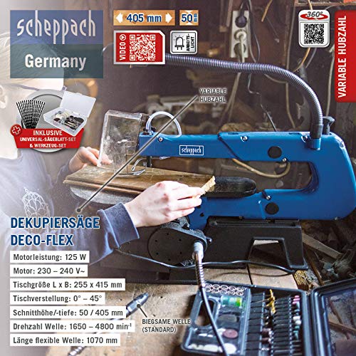 Scheppach BS Series DECO-FLEX scie à chantourner avec arbre flexible, 125 W