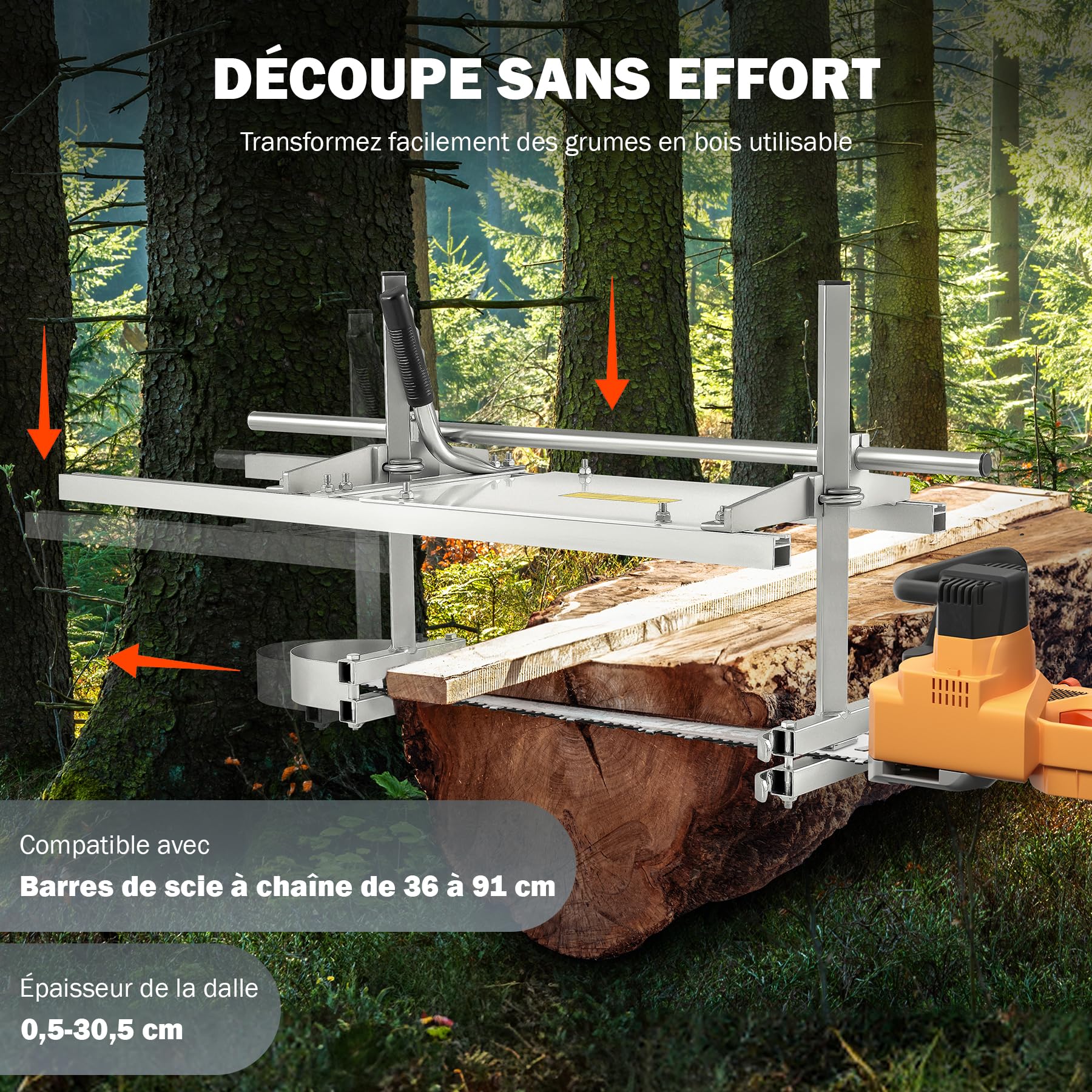 ZELCAN Chainsaw Mount gruminette pour tronçonneuse réglable 14–36 pouces