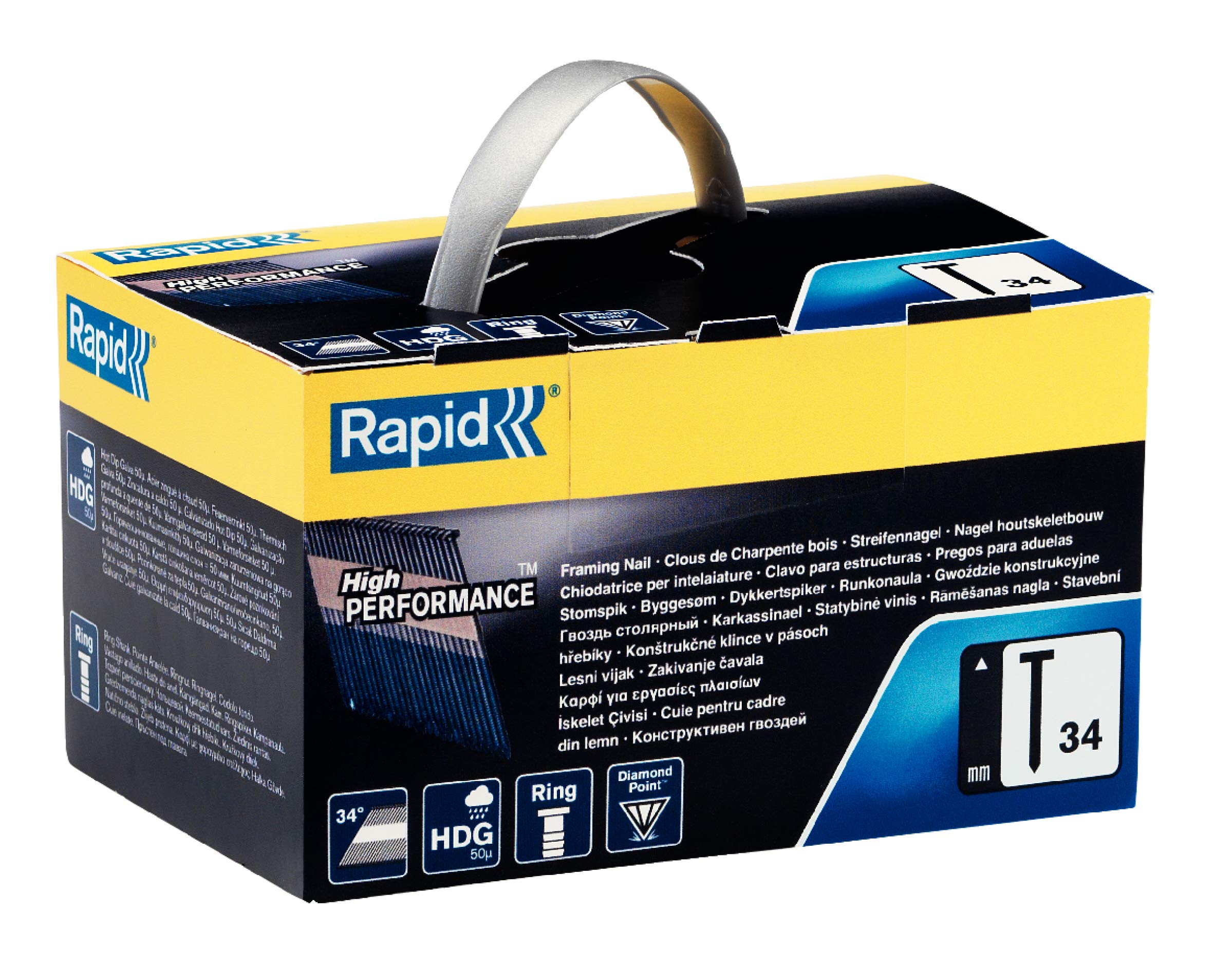 Rapid’os 16 Clouage 34-D/75 mm clous inclinés 800 pièces galvanisés à chaud
