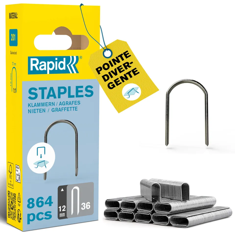 Rapid’os 16 Agrafage n°36 agrafes câble 12 mm, 864 galvanisées