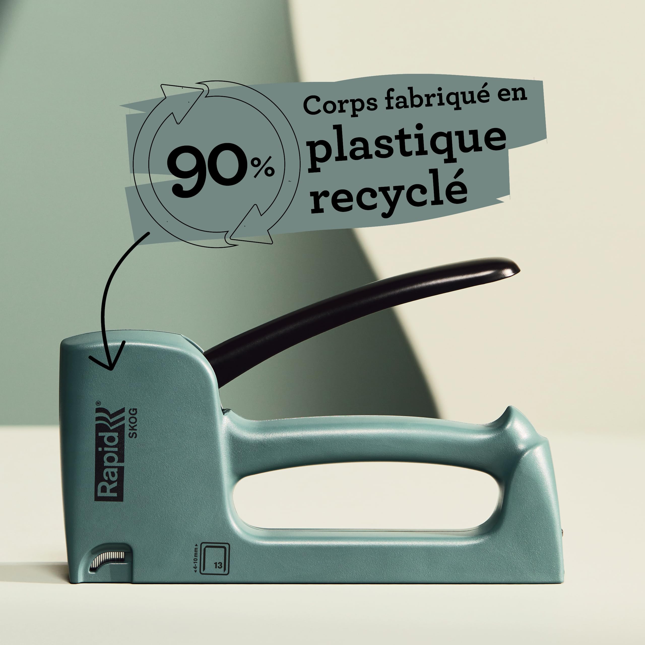 Rapid Agrafage R13 Skog agrafeuse tapissier verte plastique recyclé