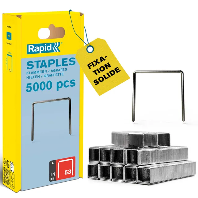 Rapid’os 16 Agrafage n° 53 agrafes fil fin 14 mm, 5 000 galvanisées