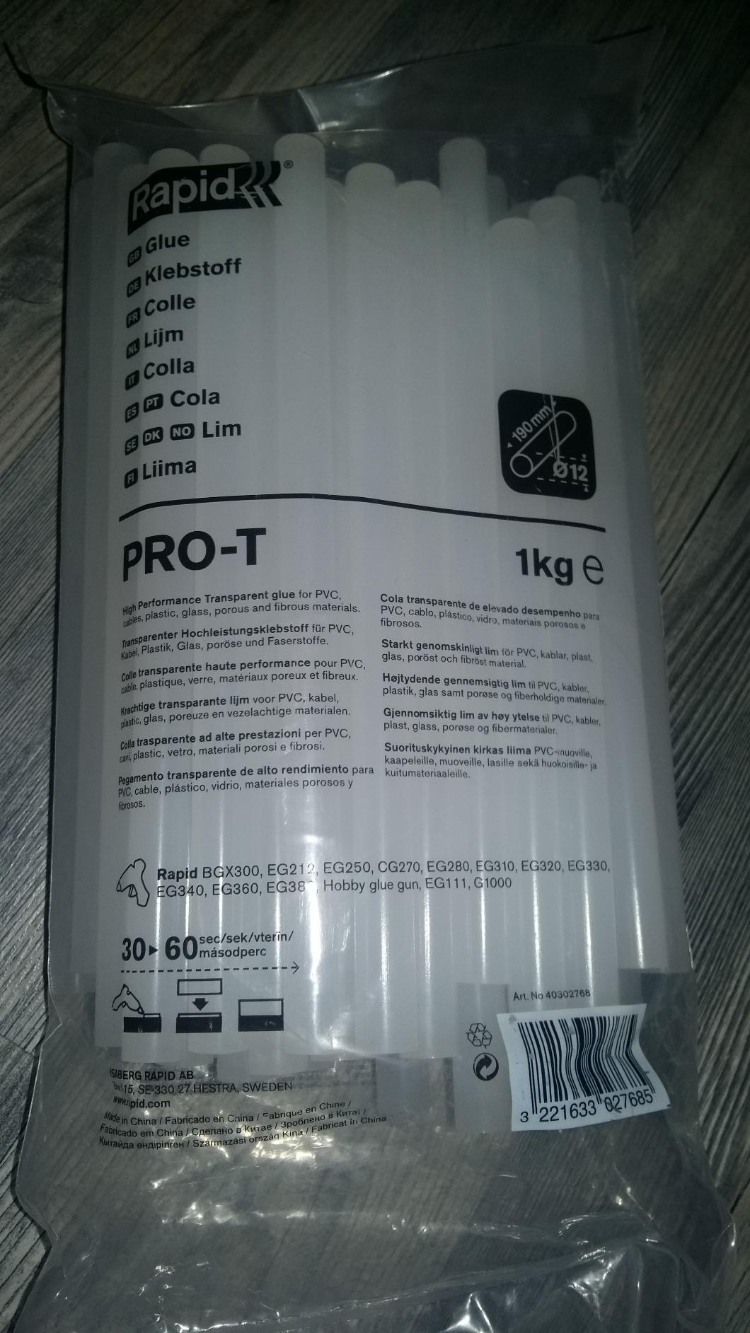 Rapid’os 16 Collage PRO-T bâtons de colle transparents 1 kg, Ø 12 mm
