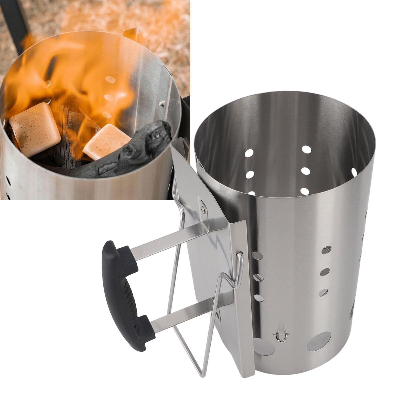 Omabeta Kitchen Appliances starter de cheminée à charbon barbecue inox 27,3 cm