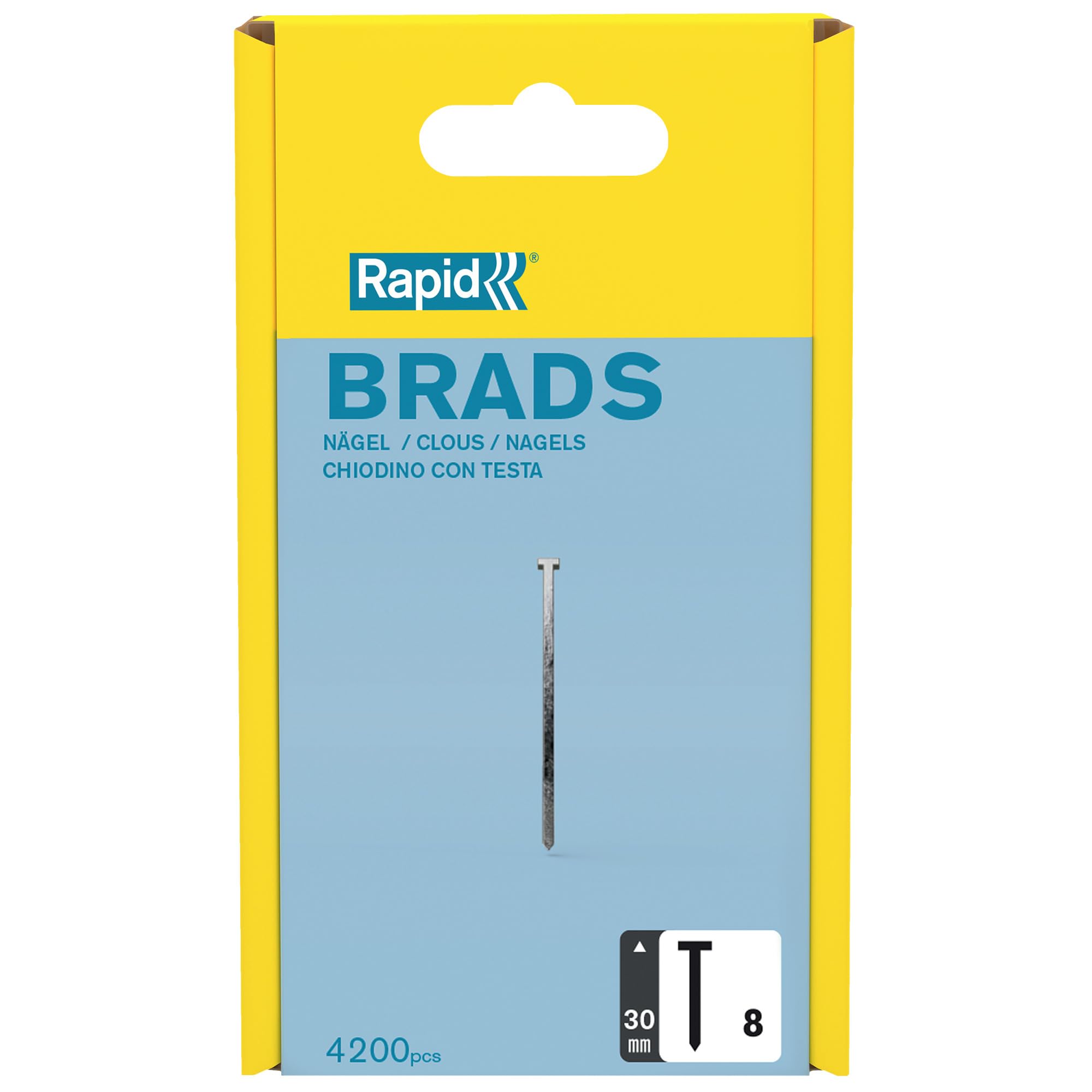 Rapid’os 16 Clouage clous n° 8 de 30 mm, lot de 4200, galvanisés