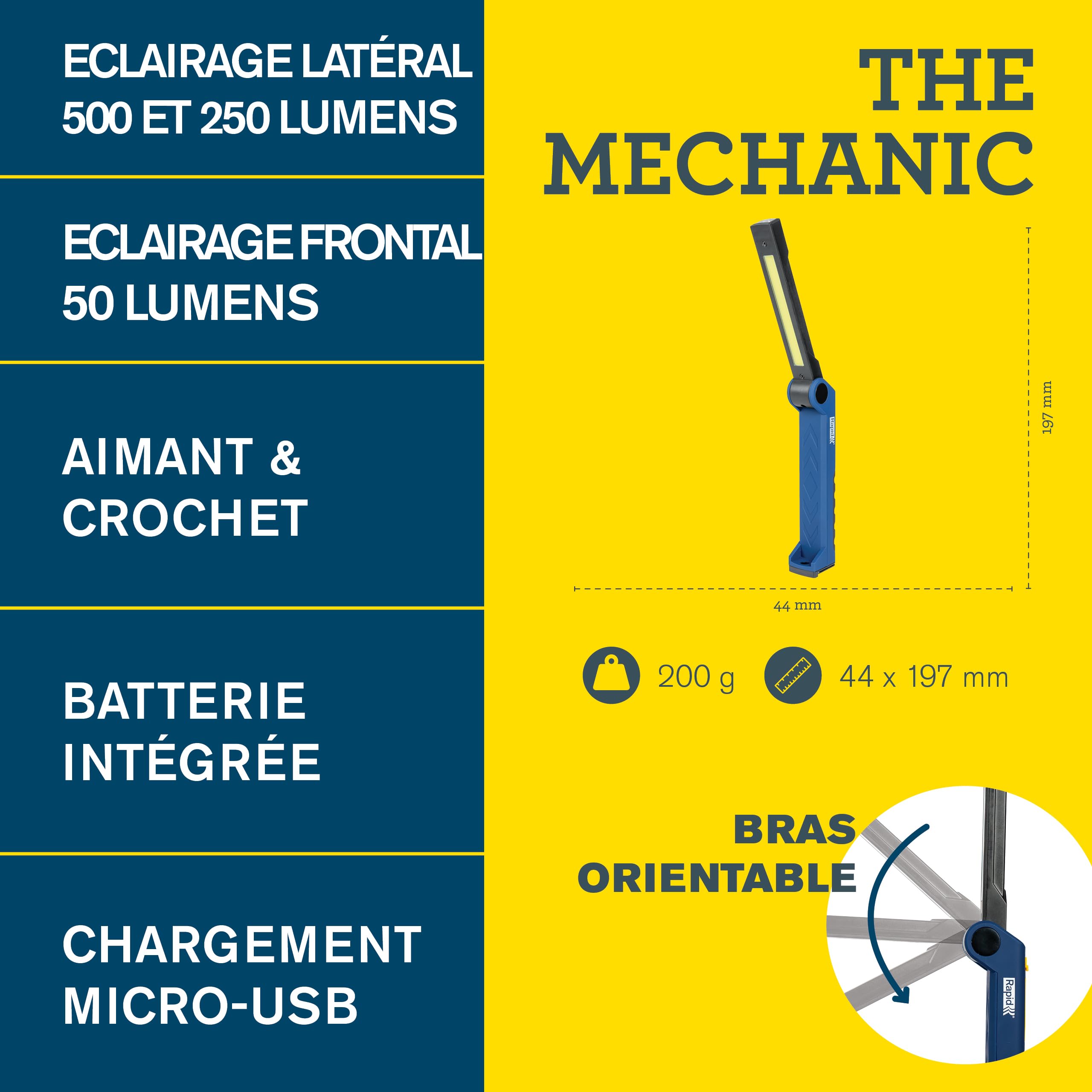 Rapid’os 16 Lampes de Chantier The Mechanic baladeuse LED 500 lm
