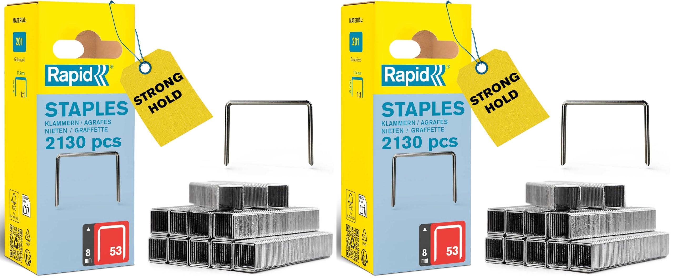 Rapid Agrafage 5000742 agrafes n°53 8 mm galvanisées, 2 130 pièces