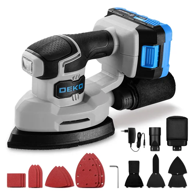 DEKOPRO POWER TOOLS ponceuse delta sans fil bleue 20 V avec batterie