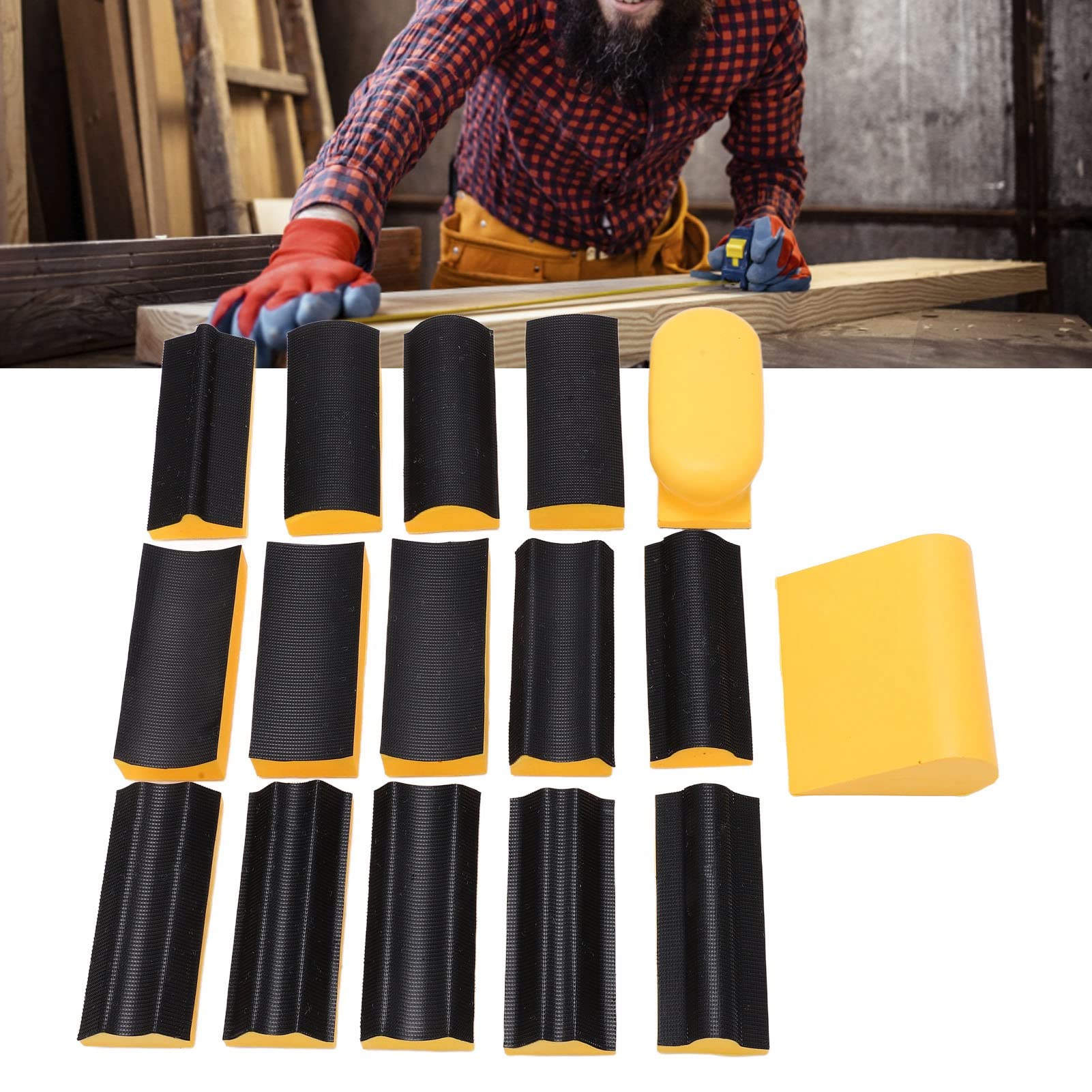 Omabeta Tools & Workshop Equipment blocs de ponçage auto-adhésifs, lot de 16, formes variées