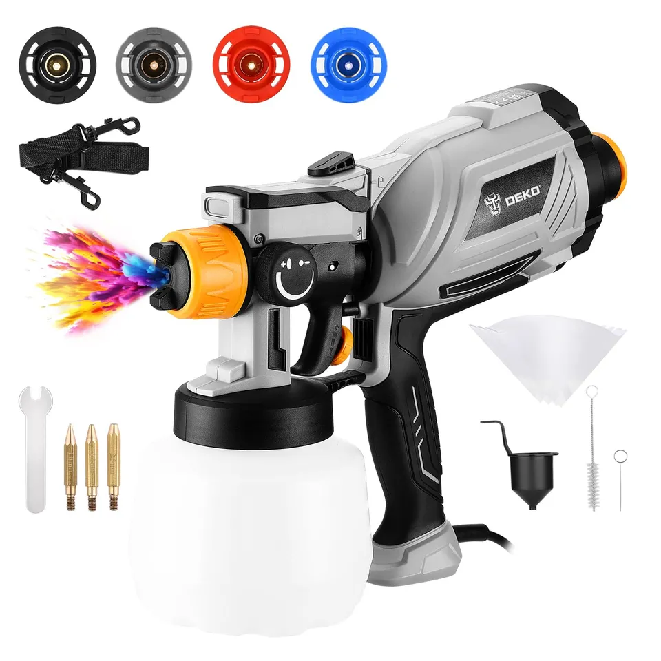DEKOPRO PAINT SPRAYER pistolet de peinture 1000 W, 1200 ml, gris-jaune