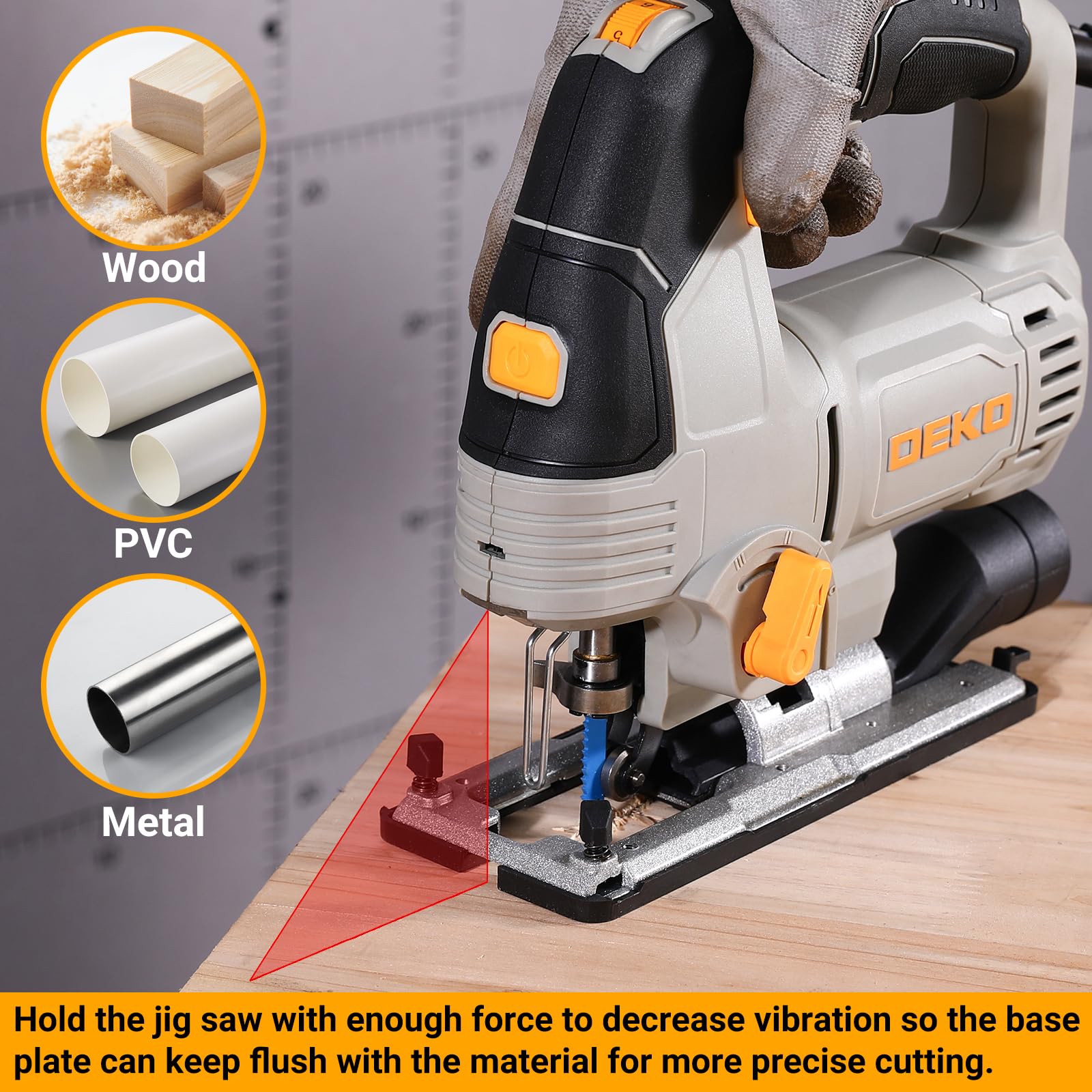 DEKOPRO POWER TOOLS scie sauteuse électrique 800 W avec laser