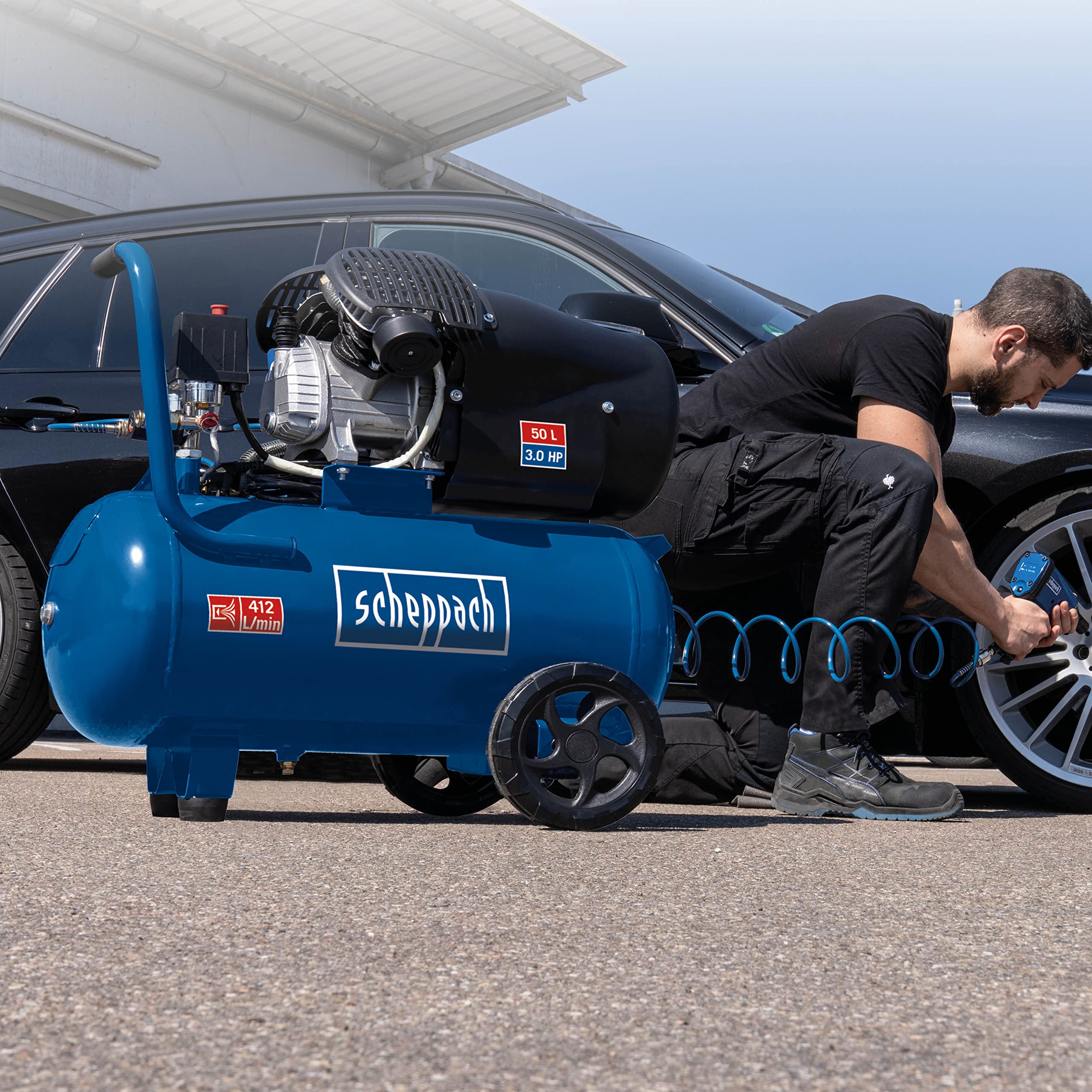 Scheppach HC Series HC55DC compresseur 50 L, 10 bar, bicylindre