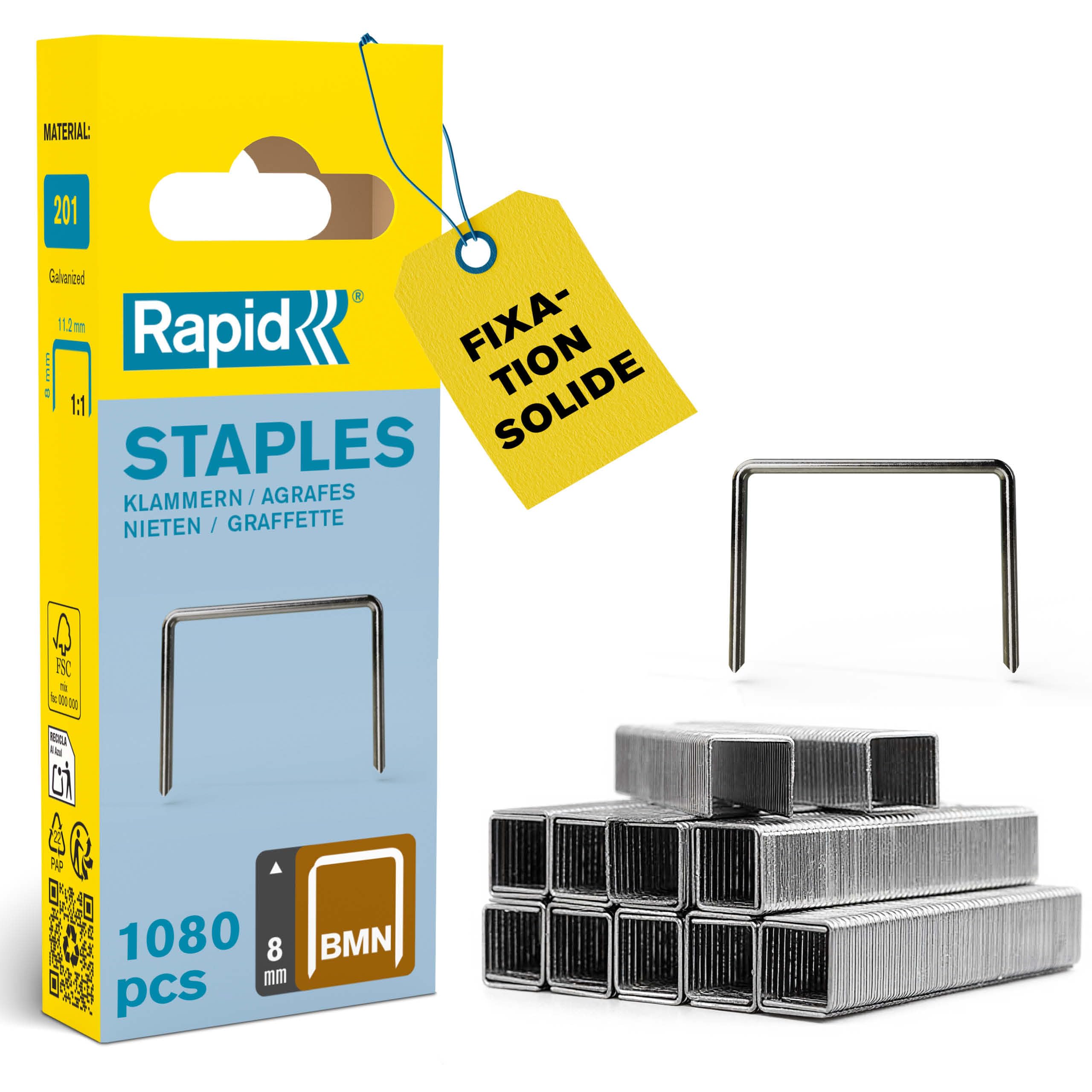 Rapid’os 16 Agrafage n°970 agrafes 8 mm, 1120 pièces galvanisées
