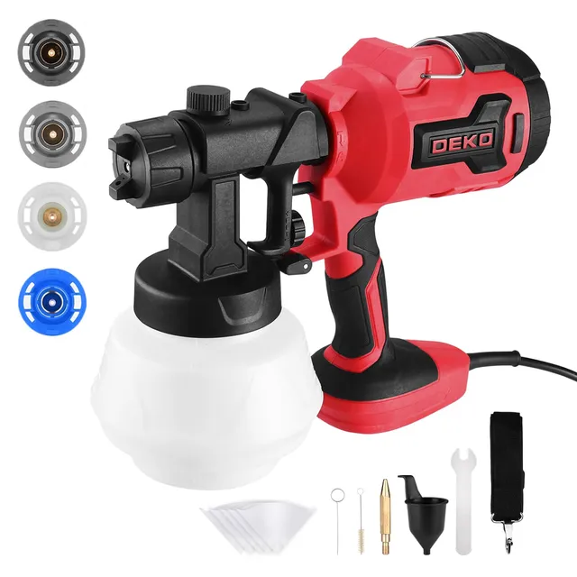 DEKOPRO PAINT SPRAYER 700 W Pistolet à peinture rouge 800 ml HVLP