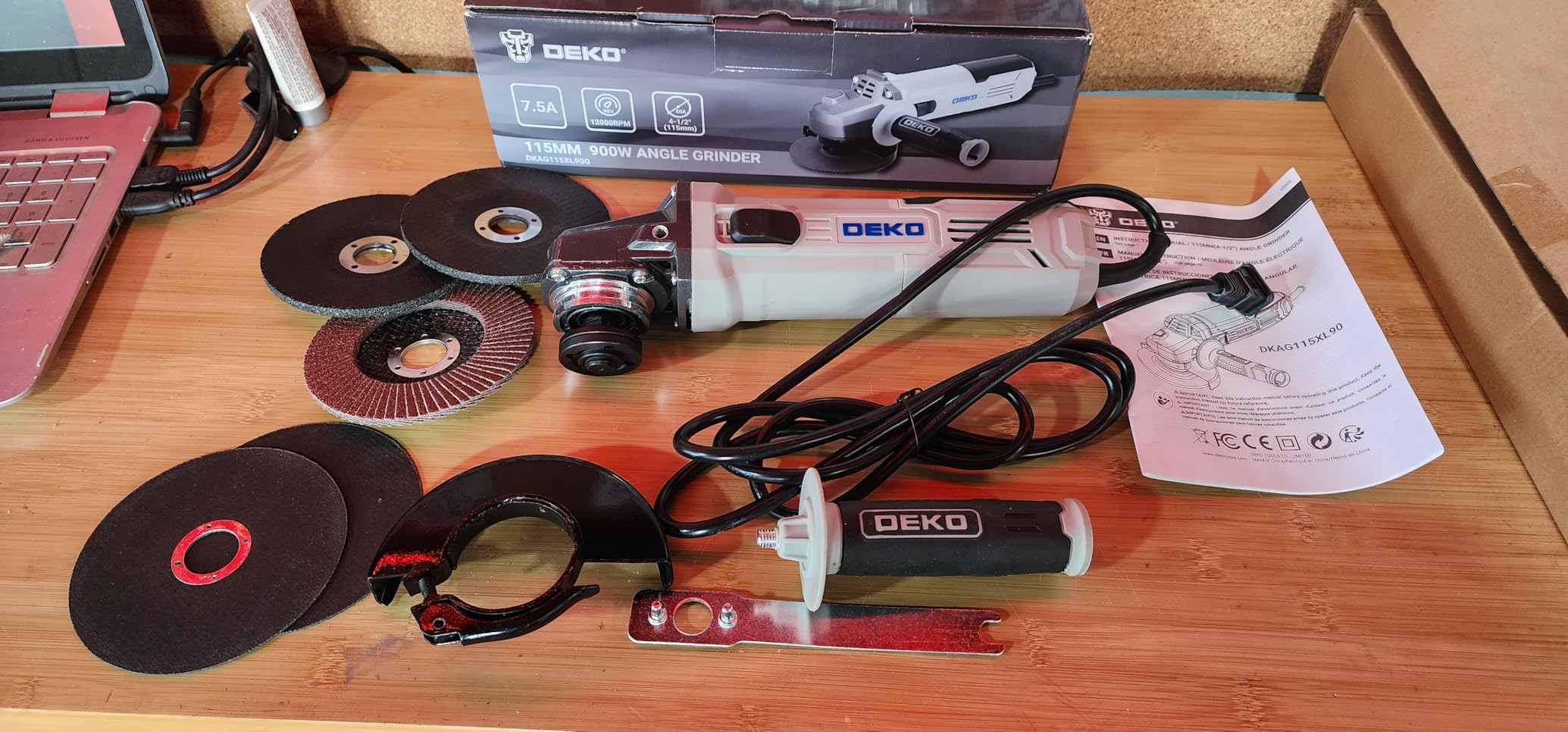 DEKOPRO POWER TOOLS meuleuse d’angle 750 W, 115 mm filaire