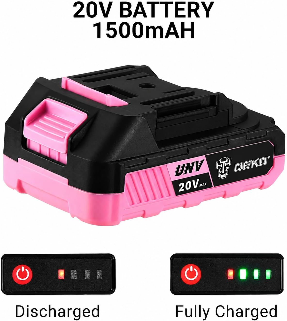 DEKOPRO POWER TOOLS perceuse-visseuse 20 V rose 1 batterie