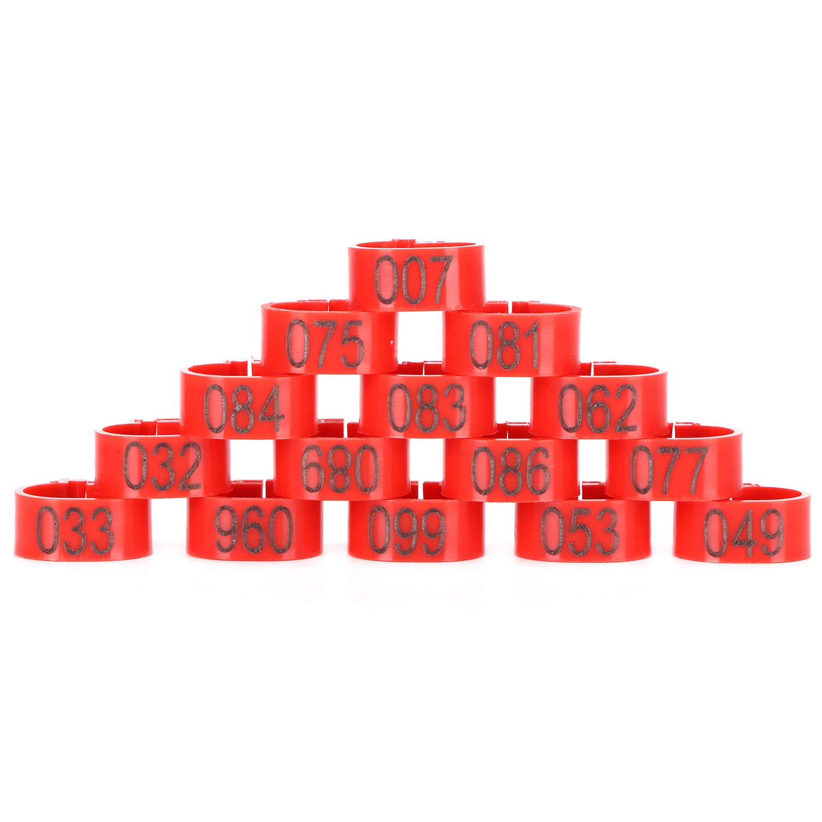 Omabeta Pet Supplies Bague d’identification pour pigeons 001–100, rouge 12 mm, 100 pièces