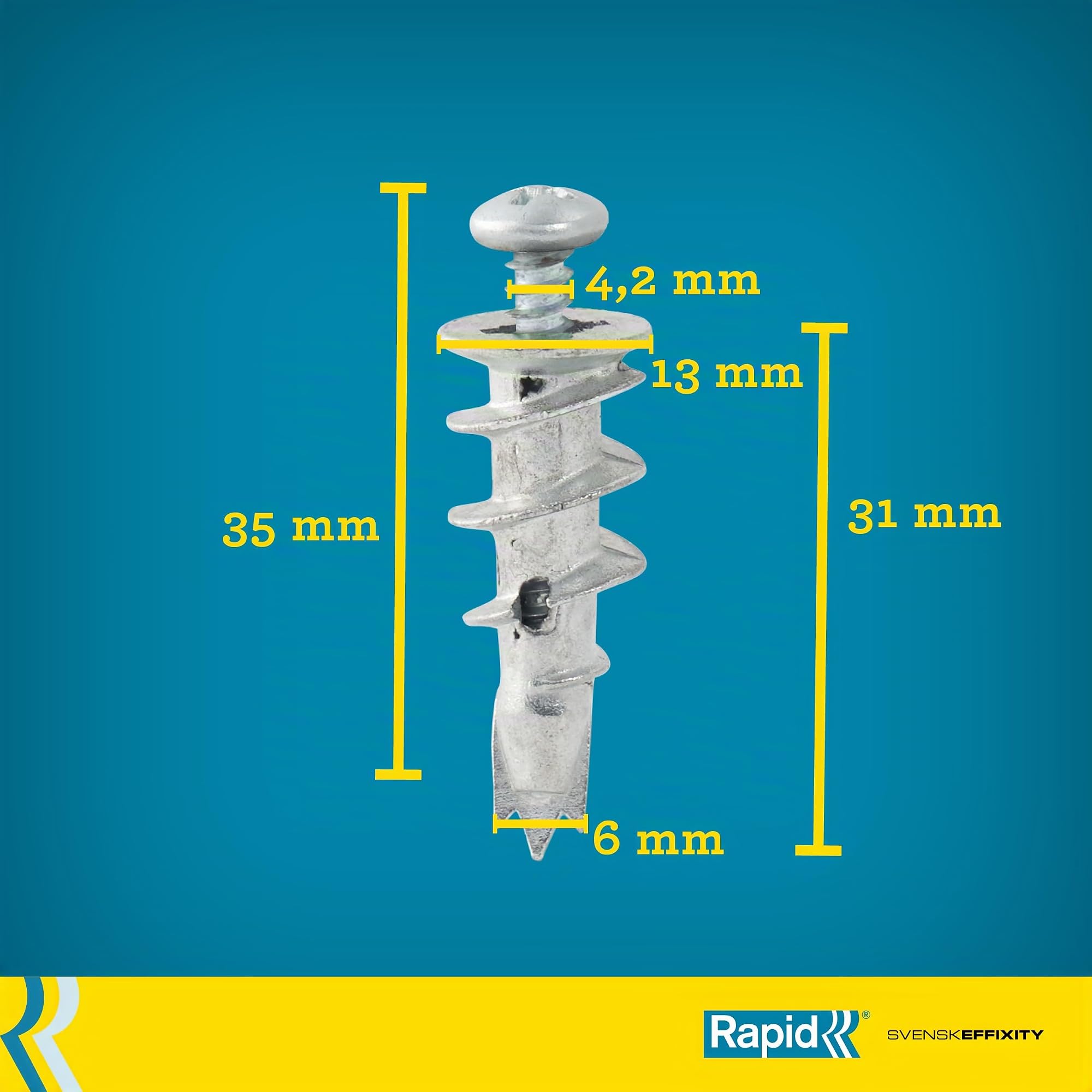 Rapid’os 16 Fixations murs creux chevilles autoforeuses placo 10 pièces 5 kg