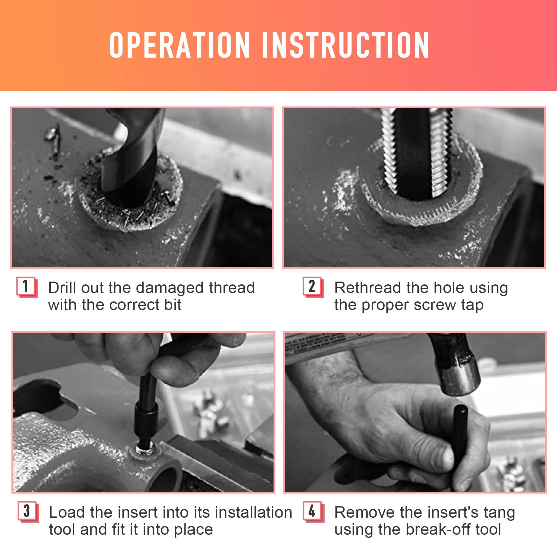 ZELCAN Thread Repair Kit kit réparation filetage Helicoil M5-M12 131 pièces