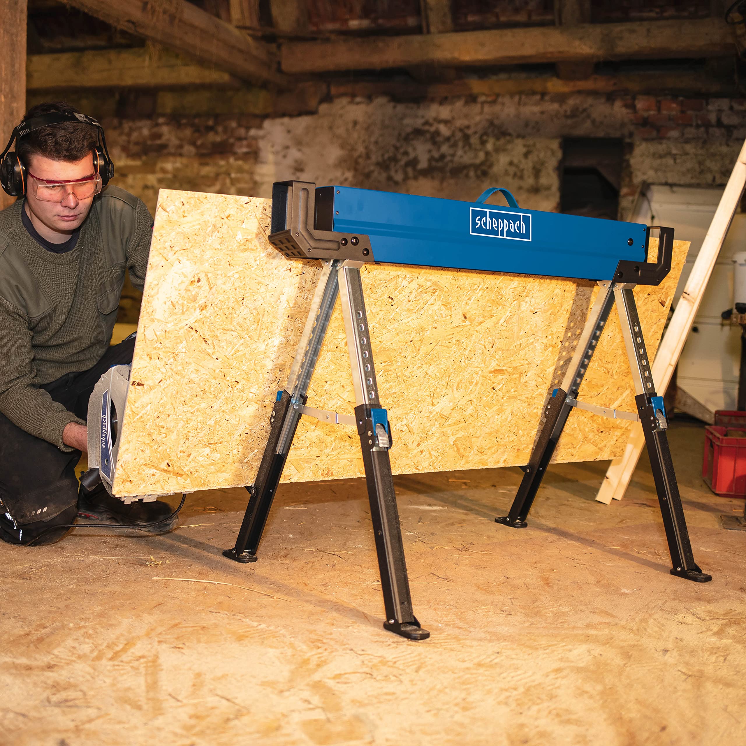 Scheppach HA Series MWB600 tréteaux réglables, lot de 2, hauteur 82 cm