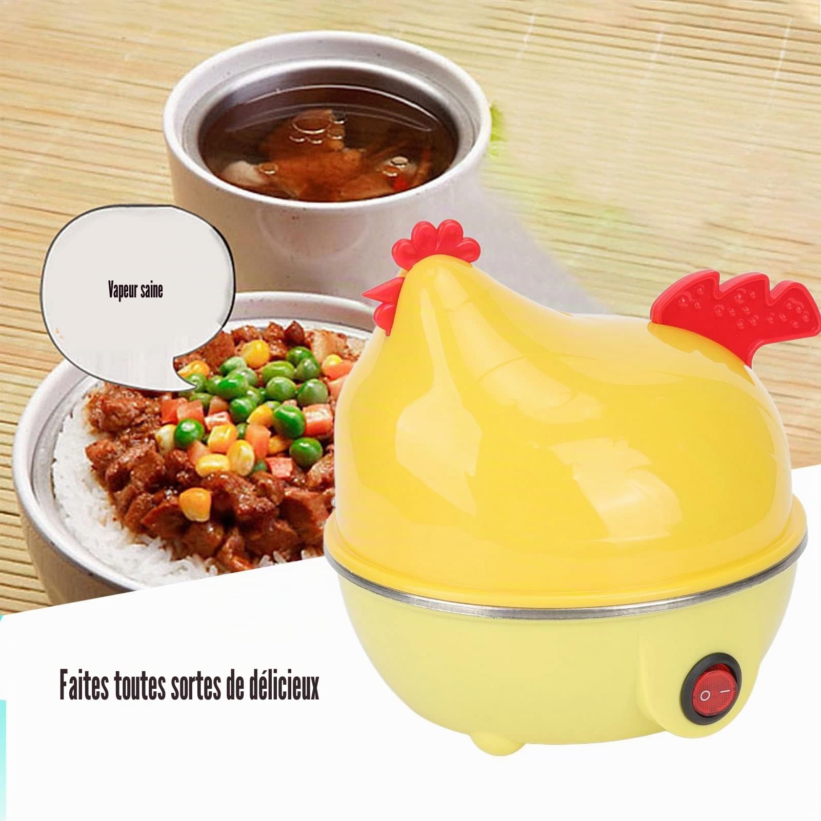 Omabeta Kitchen Appliances cuiseur à œufs électrique 7 œufs poule avec verre doseur