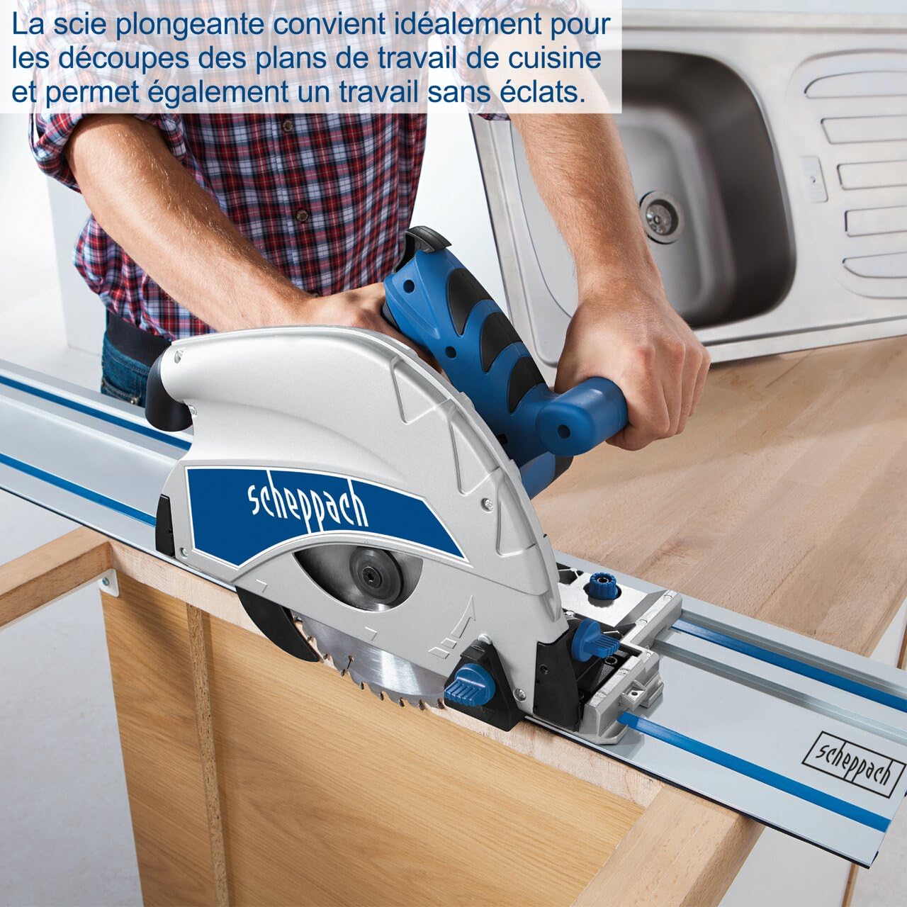 Scheppach PLANA Series PL75 scie plongeante avec rail, set accessoires, 1600 W