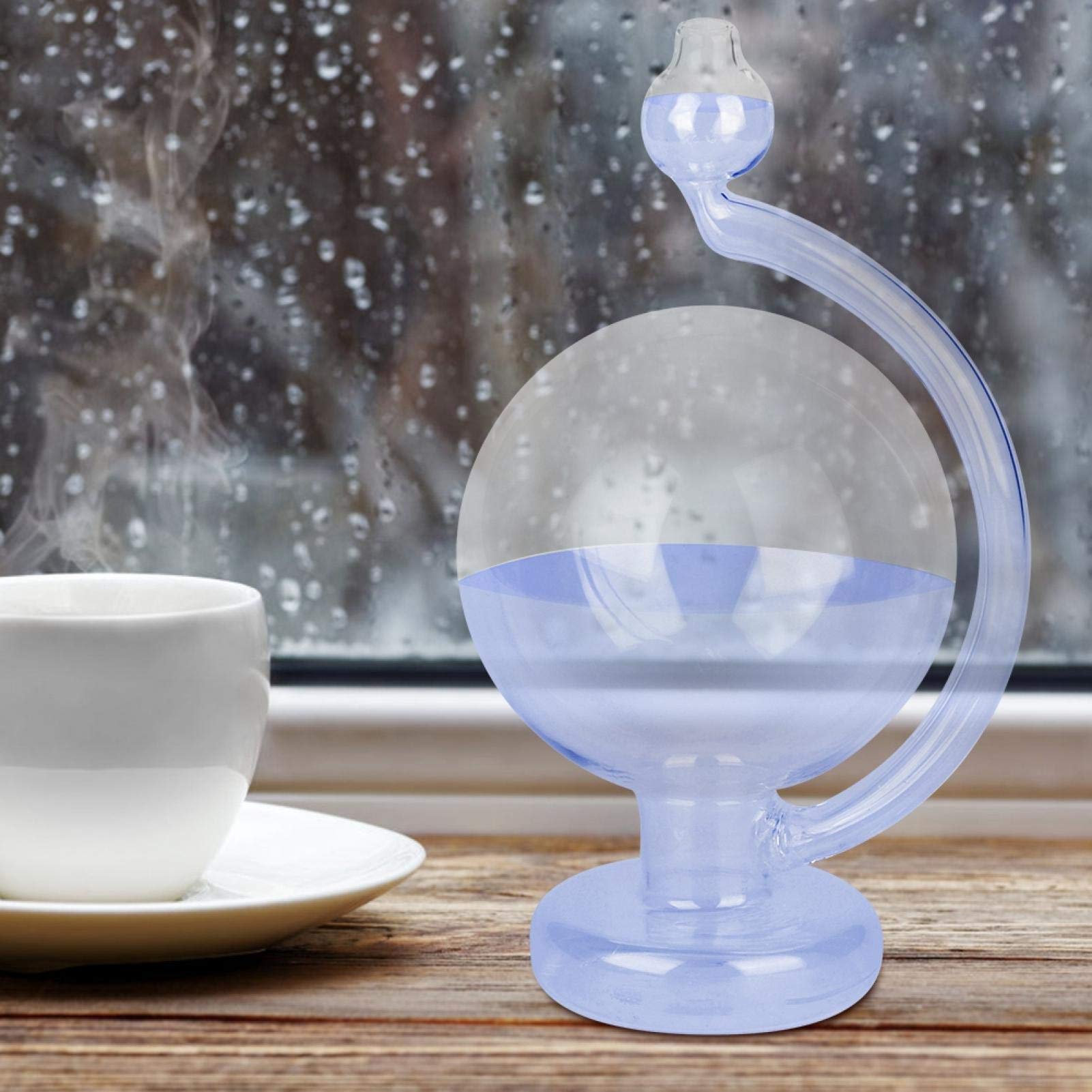 Omabeta Home Décor & Bathroom Décor bouteille météo en verre bleue 15 cm