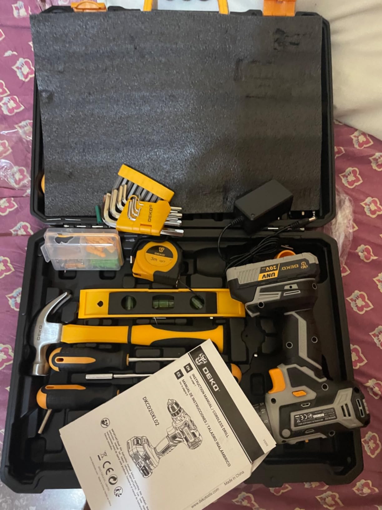 DEKOPRO TOOL KIT coffret 186 pièces bleu avec perceuse 20 V