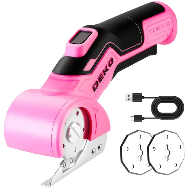 DEKOPRO POWER TOOLS ciseaux électriques rotatifs sans fil rose 3,7 V
