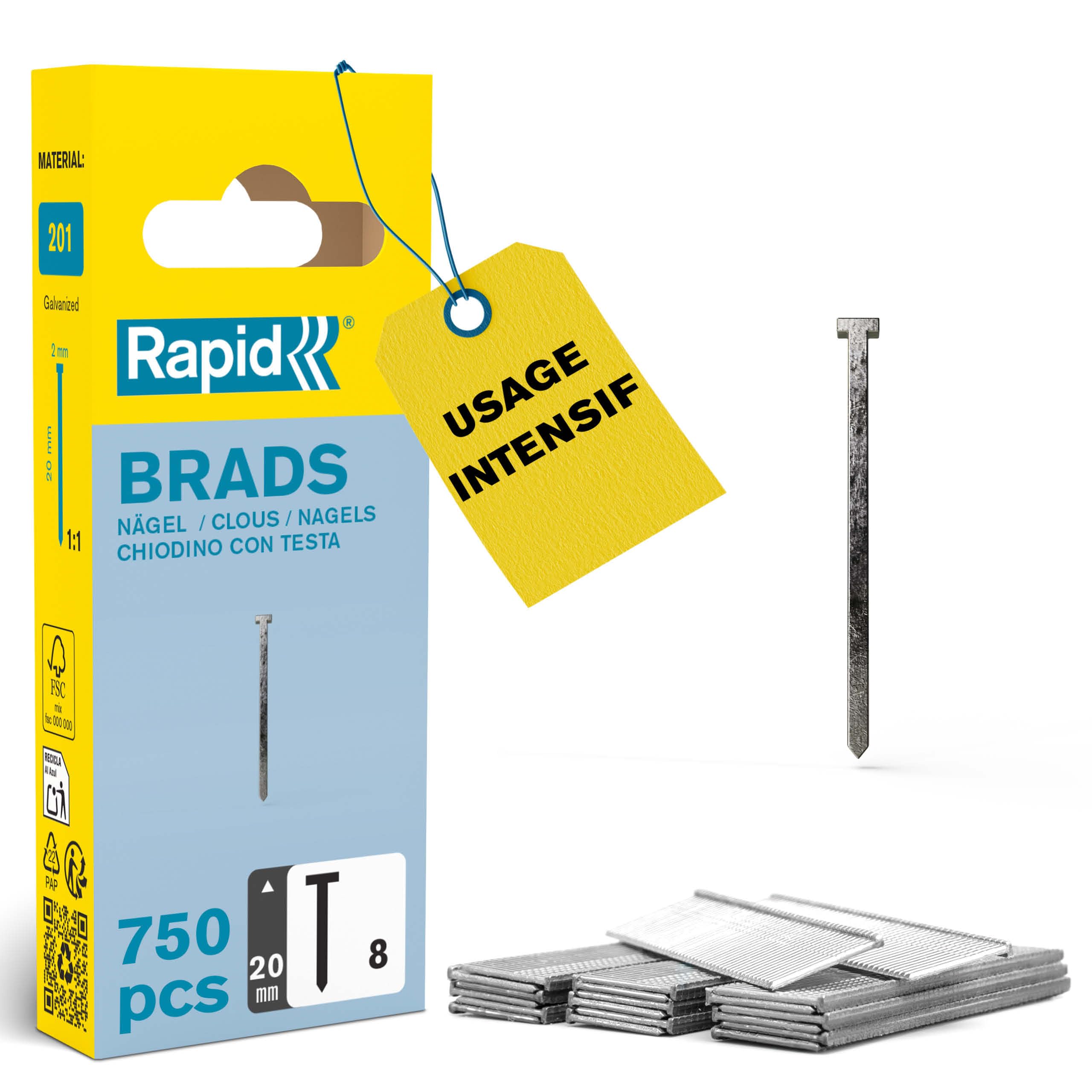 Rapid’os 16 Clouage clous n° 8 de 30 mm, lot de 4200, galvanisés