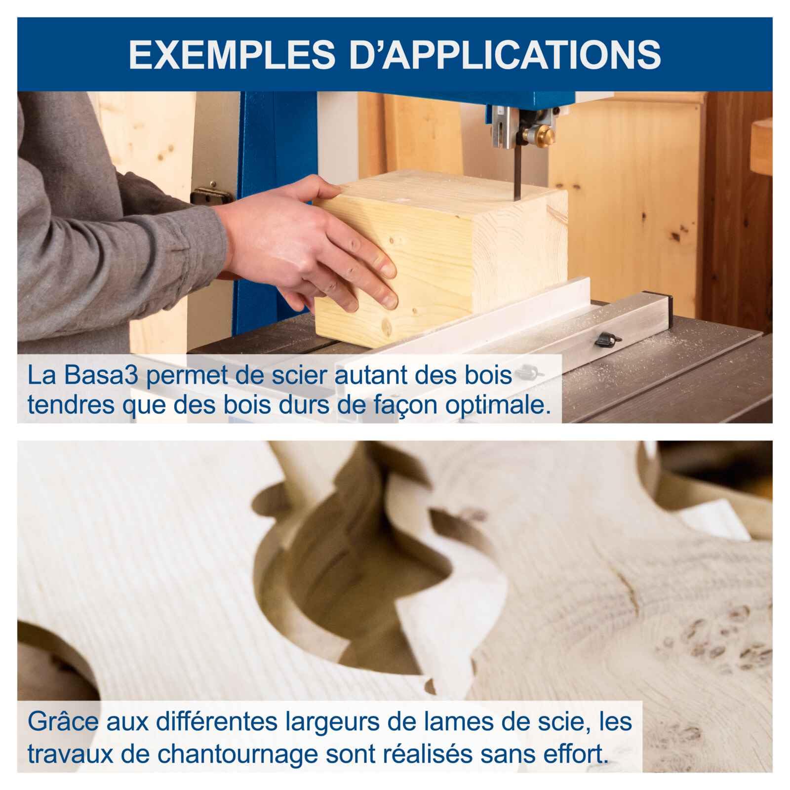 Scheppach BASA Series Basa 3 scie à ruban avec gabarit et support