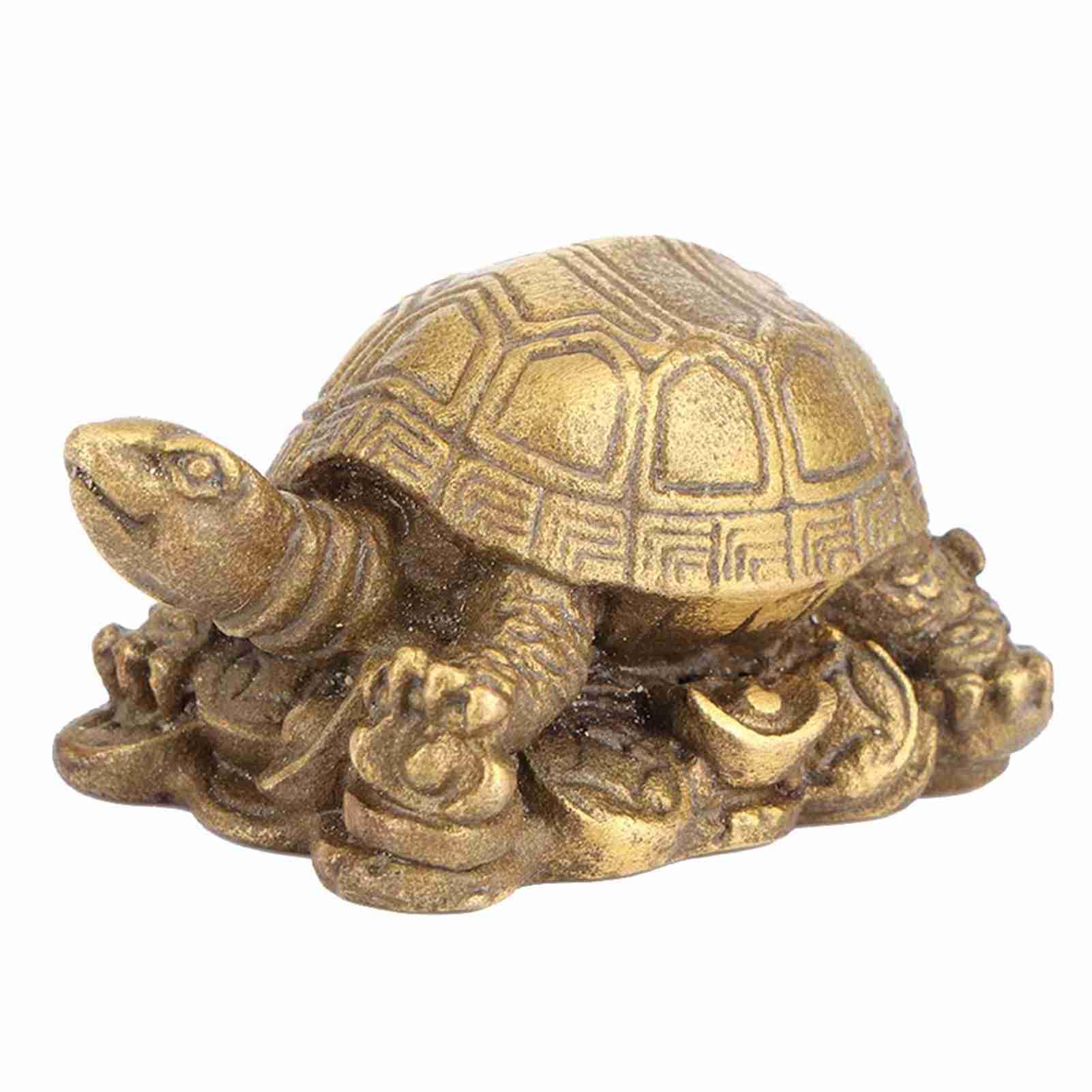 Omabeta Home Décor & Bathroom Décor tortue Feng Shui en laiton sculpture décorative