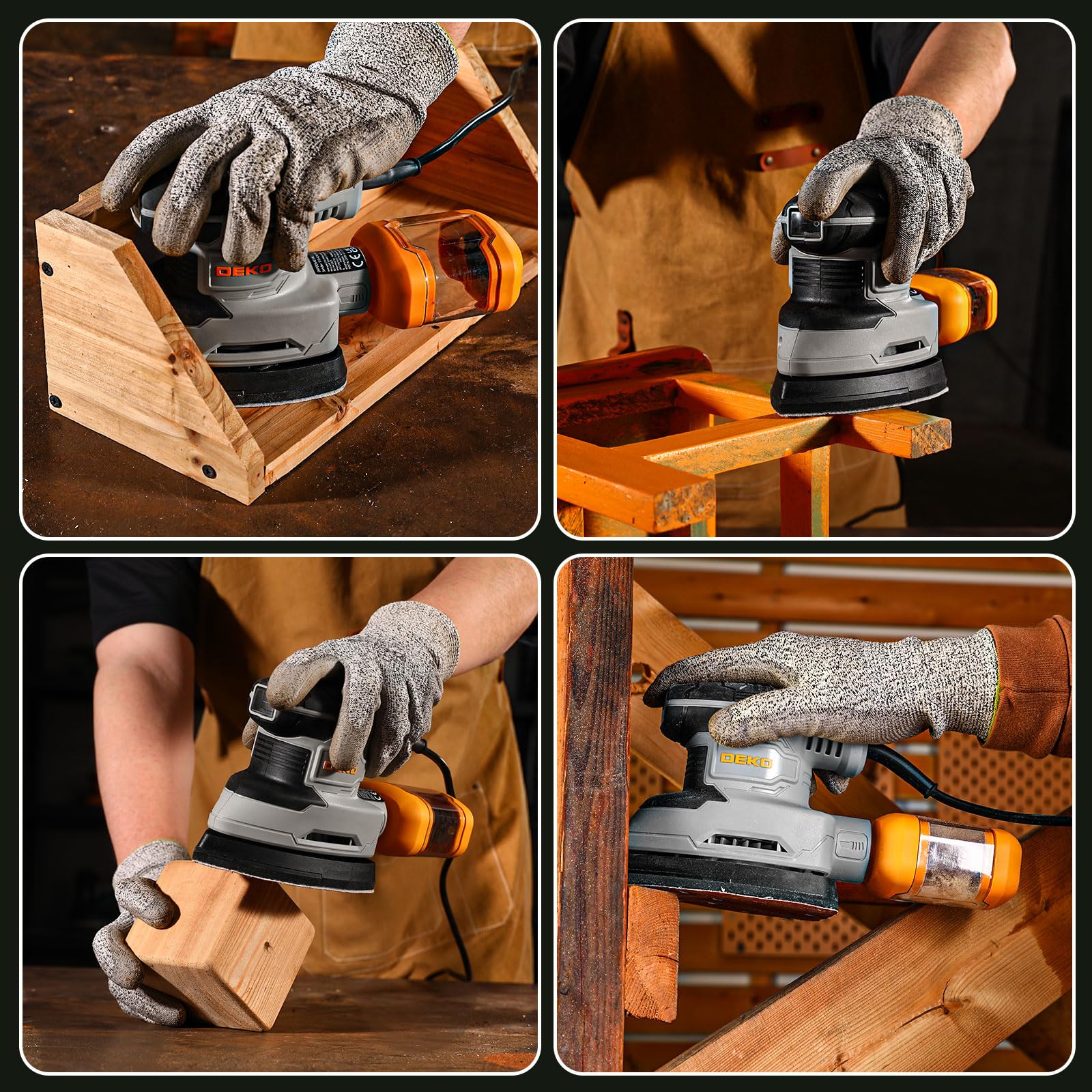 DEKOPRO POWER TOOLS ponceuse triangulaire 180 W grise avec aspiration
