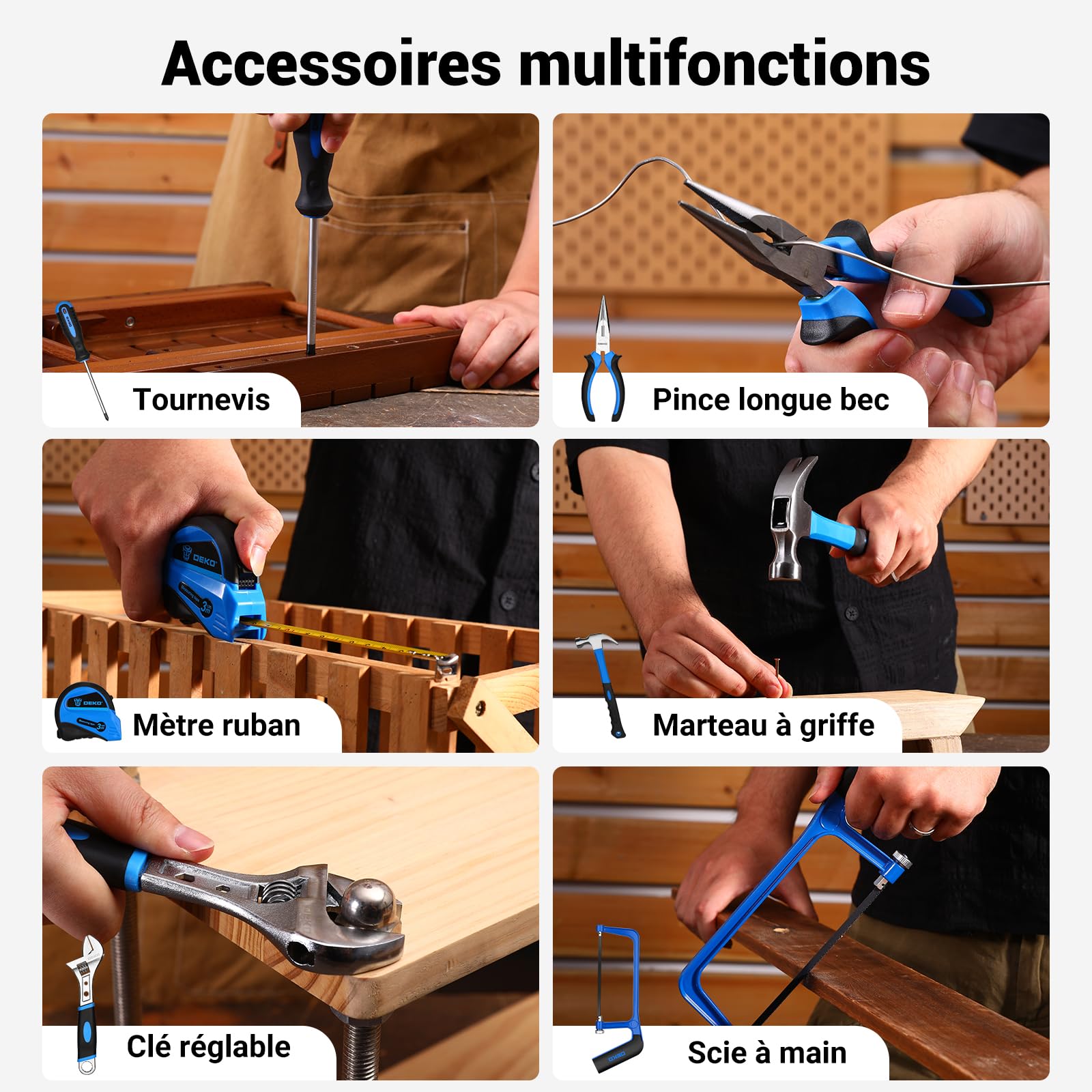 DEKOPRO TOOL KIT 238 pièces caisse à outils avec visseuse 12 V bleue