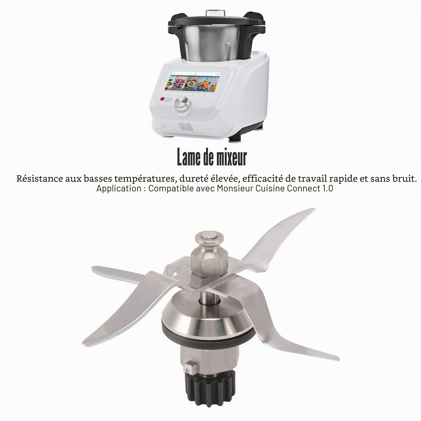 Omabeta Kitchen Appliances lame de mixeur 12 dents 4 feuilles pour 1.0, acier inoxydable
