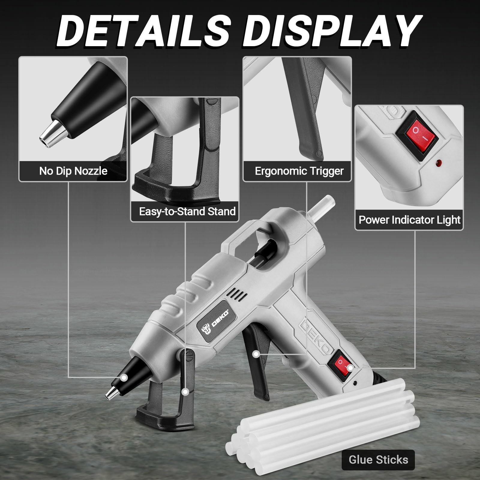DEKOPRO POWER TOOLS pistolet à colle chaude 20 W avec 30 bâtons
