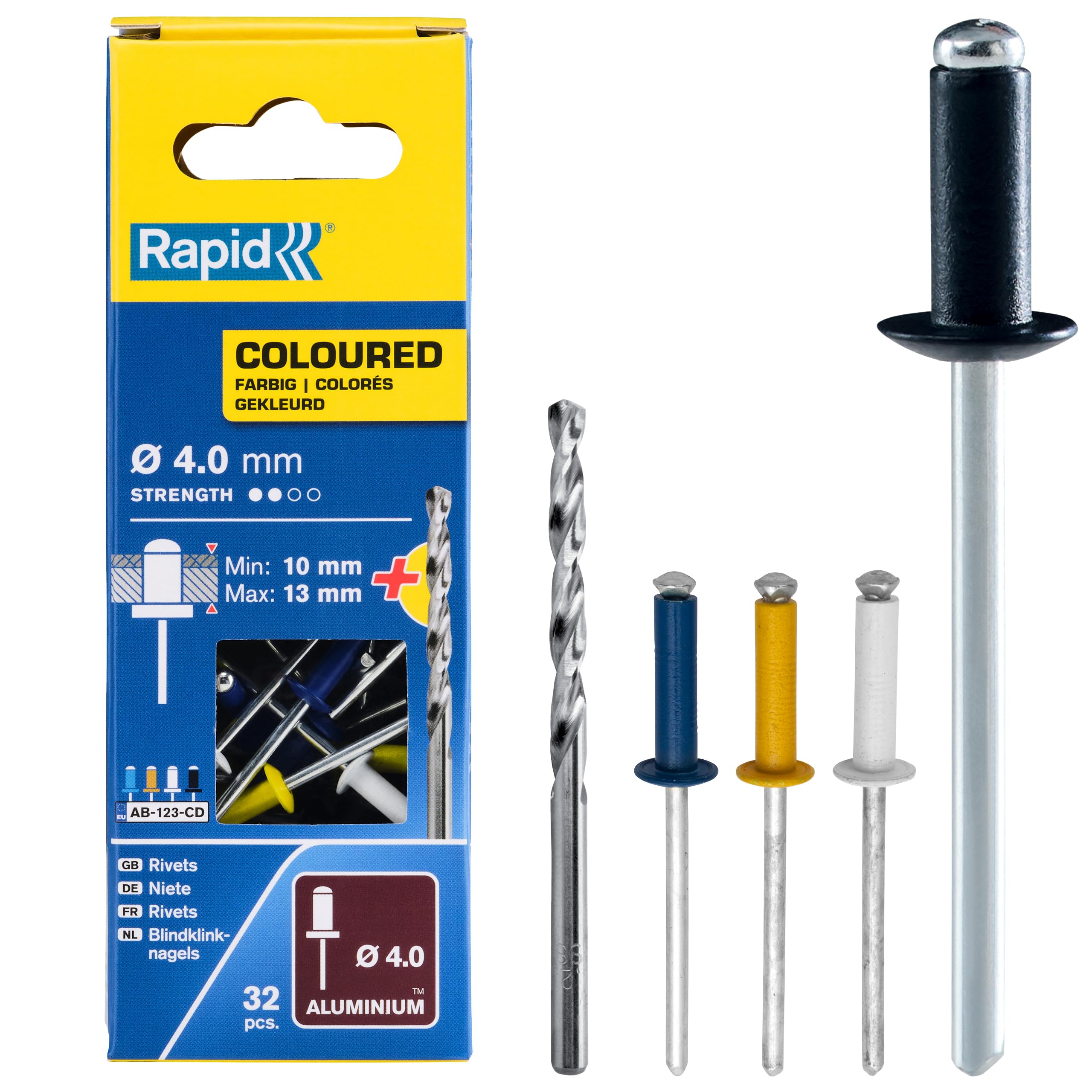 Rapid Rivetage Automobile 5000405 rivets 4 × 12 mm, 50 pièces, aluminium