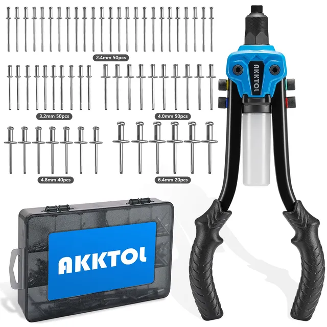 AKKTOL Rivet Guns 811 pince à riveter 33 cm, 210 rivets, 5 tailles
