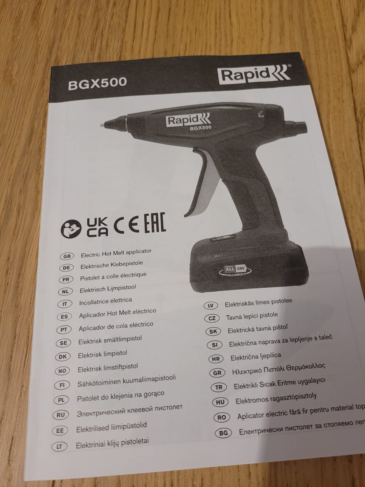 Rapid Collage BGX500 pistolet à colle sans fil 18 V sans batterie ni chargeur
