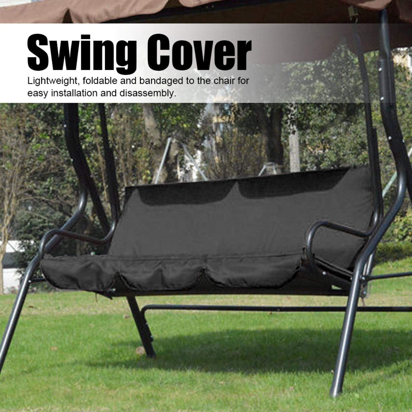 Omabeta Garden Machinery & Agricultural Equipment coussin de balançoire 3 places noir 150 x 50 cm imperméable