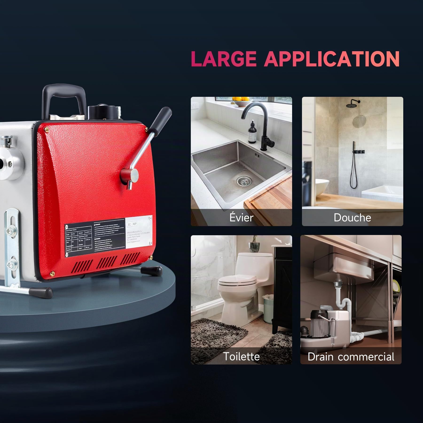 ZELCAN Pipe Cleaning Machine déboucheur électrique 20 m 400 W