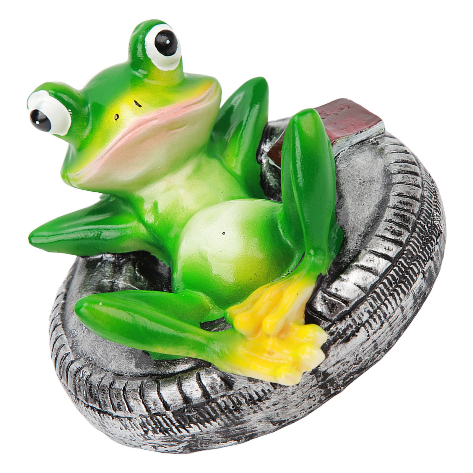 Omabeta Décoration d’étang grenouille flottante allongée sur un pneu en résine
